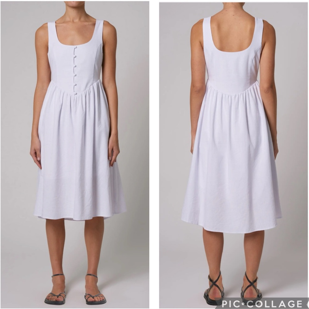 ROLLA'S White Sleeveless Midi Dress with Button Front